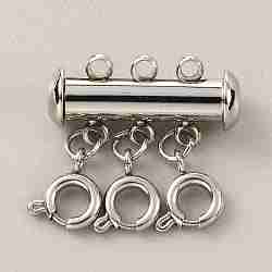 304 Stainless Steel Slide Lock Clasps, Peyote Clasps, with Spring Clasps and Loops, Tube, for Jewelry Making, Stainless Steel Color, 21x20x7mm, Hole: 1.5mm(FIND-WH0034-80P-02)