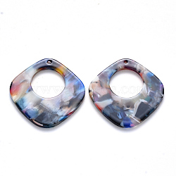 Cellulose Acetate(Resin) Pendants, Rhombus, Colorful, 36x36x3mm, Hole: 1.4mm(KY-S161-010)