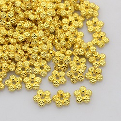 Tibetan Style Alloy Spacer Beads, Flower, Golden, 7x7x2mm, Hole: 1mm(K0P43011)