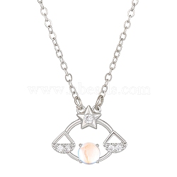Constellation Rhinestone Pendant Necklace, Platinum Brass Star Necklace, Libra, 16.14~19.69 inch(41~50cm)(PW-WG94542-07)