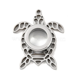 304 Stainless Stee Locket Pendants, with Glass, Sea Turtle Charm, Stainless Steel Color, 43x36x10.5mm, Hole: 2.5mm(STAS-S132-05P-02)