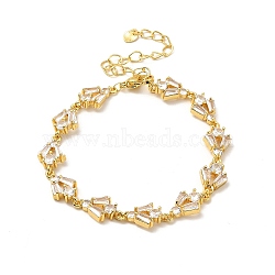 Clear Cubic Zirconia Angel Link Chain Bracelet, Rack Plating Brass Jewelry for Women, Lead Free & Cadmium Free, Long-Lasting Plated, Real 18K Gold Plated, 7-1/4 inch(18.5cm)(BJEW-A132-06G)