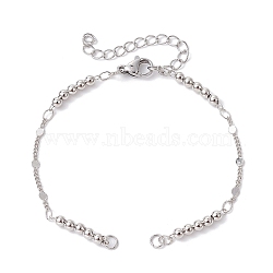 Brass Bead Link Chain Bracelet Making, with Lobster Claw Clasp, Fit for Connector Charms, Platinum, 6-1/2 inch(16.6cm)(AJEW-JB01150-54)