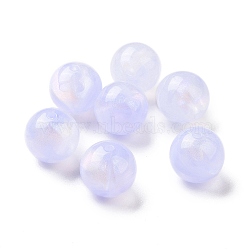Opaque Acrylic Beads, Glitter Beads, Round, Lilac, 15mm, Hole: 2mm, about 210pcs/500g(OACR-E014-19A-07)