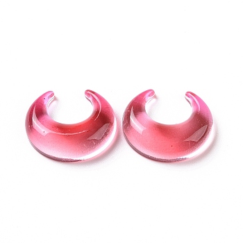 Opaque Acrylic Cabohons, Two Tone, Moon, Red, 23x19x7mm