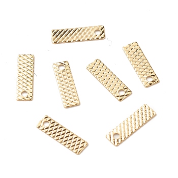 Brass Pendants, Long-Lasting Plated, Cadmium Free & Lead Free, Rectangle, Real 24K Gold Plated, 10x3x0.2mm, Hole: 1.2mm