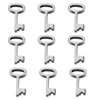 304 Stainless Steel Charms, Key, Stainless Steel Color, 9x5x1mm, Hole: 3.5x1.5mm