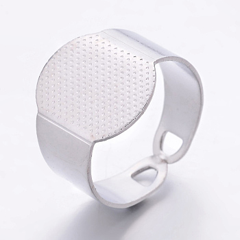 Cuff Pad Ring Bases, Brass, Platinum Color,Size: about 16mm inner diameter, 15mm wide, Tray: 15x11mm