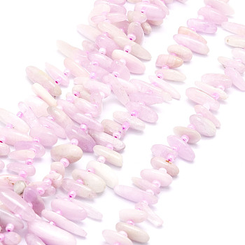 Natural Kunzite Beads Strands, Nuggets, 9.5~30x4.5~7.5x1.5~5mm, Hole: 0.8mm, about 80pcs/strand, 15.75 inch(40cm)