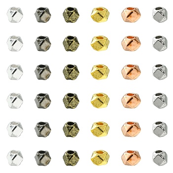 100Pcs 5 Colors Polyhedron Alloy Finding Beads, Lead Free & Cadmium Free, Mixed Color, 3x3x3mm, Hole: 1mm, 20pcs/color