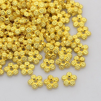 Tibetan Style Alloy Spacer Beads, Flower, Golden, 7x7x2mm, Hole: 1mm