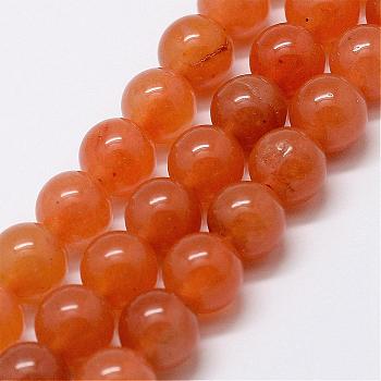 Natural Red Aventurine Bead Strands, Grade A, Round, 8mm, Hole: 1mm, about 48pcs/strand, 15 inch