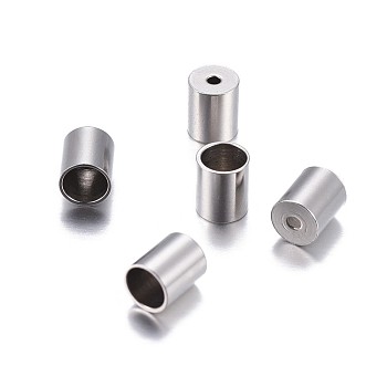 201 Stainless Steel Cord Ends, End Caps, Column, Stainless Steel Color, 6x5mm, Hole: 1.2mm