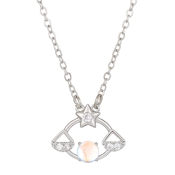 Constellation Rhinestone Pendant Necklace, Platinum Brass Star Necklace, Libra, 16.14~19.69 inch(41~50cm)