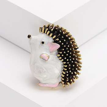 Alloy Brooches, Enamel Pin, Jewely for Women, Hedgehog, Golden, 36x29mm