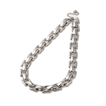 Handmade 304 Stainless Steel Necklaces, Square Link Chain Necklaces, Stainless Steel Color, 16.46 inch(41.8cm)