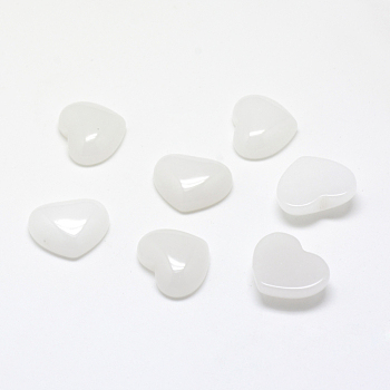 Natural White Jade Cabochons, Heart, 10x10x5mm