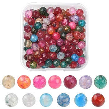 130Pcs Dyed Natural Multi-Color Agate Beads Strands, Faceted Round, More Size Available, Sienna, 6mm, Hole: 1mm