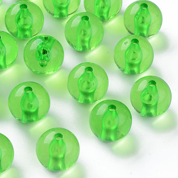 Transparent Acrylic Beads, Round, Lawn Green, 16x15mm, Hole: 2.8mm, about 220pcs/500g