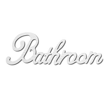 Laser Cut Basswood Wall Sculpture, for Home Decoration, Word Bathroom, White, 100x300x5mm