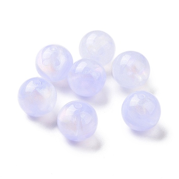 Opaque Acrylic Beads, Glitter Beads, Round, Lilac, 15mm, Hole: 2mm, about 210pcs/500g