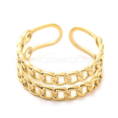 304 Stainless Steel Curb Chains Shape Open Cuff Ring for Women(RJEW-C016-02G)-2