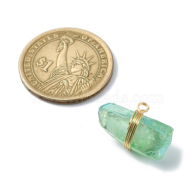 Real 18K Gold Plated Copper Wire Wrapped Dyed Natural Quartz Crystal Pendants(PALLOY-TA00101)-3