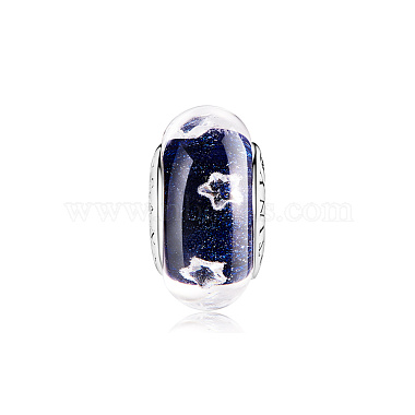TINYSAND Rhodium Plated 925 Sterling Silver Charm Beads with Glass with Star for Bracelet(TS-C-248)-4
