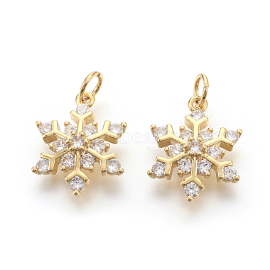 Real Gold Plated Clear Snowflake Brass+Cubic Zirconia Pendants