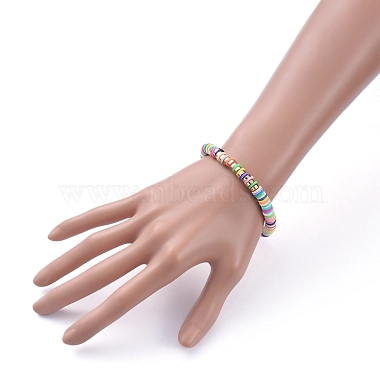 Bracelets élastiques faits à la main de perles heishi en pâte polymère(BJEW-JB05300-01)-4