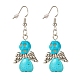 Synthetic Turquoise Skull with Wings Dangle Earrings(EJEW-JE04944-04)-1