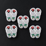 Food Grade Eco-Friendly Silicone Beads, Flip-flops, Gainsboro, 28x26x9mm, Hole: 2.5mm(SIL-WH0012-027D)