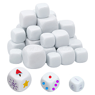 CHGCRAFT 3 Style Acrylic Blank Dice, Cube, for Board Games, Craft, Fun, Teaching, White, 16~25x16~25x16~25mm, 30pcs/bag(SACR-CA0001-14)