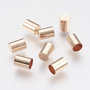 Brass Cord End Caps, Column, Light Gold, 7x5mm, Hole: 4mm(FIND-P029-06LG)