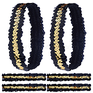 10Pcs Wide Stretch Sparkling Headband, Elastic PVC Sequin Athletic Headband, Hair Accessories for Girls, Yellow, 170~188x28~30x1.5mm(MRMJ-GF0001-45D)