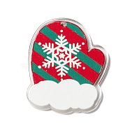 Opaque One-sided Printed Acrylic Pendants, for Christmas, Red, 39.5x32.5x2mm, Hole: 2mm(MACR-D070-01F)