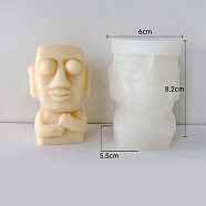Nordic Style Abstract Art Moai Statue DIY Silicone Candle Molds, Aromatherapy Candle Moulds, Scented Candle Making Molds, White, 5.5x6x8.2cm(PW-WG90695-04)