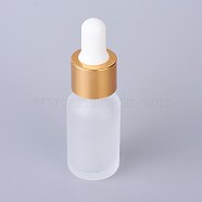 10ml Frosted Glass Bottle, with Long Thin Dropper, Gold, 8x2.5cm, Capacity: 10ml(MRMJ-WH0056-08A)