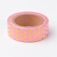 DIY Scrapbook Decorative Paper Tapes, Adhesive Tapes, with Polka Dot Pattern, Pink, 15mm, about 10m/roll(DIY-L002-08)