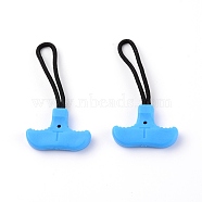 TPU(Thermo Plastic Urethanes) Pullers, with Elastic Cord, Deep Sky Blue, 59x29x6mm(FIND-WH0075-34A)