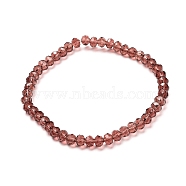 Faceted Glass Rondelle Beads Stretch Bracelet for Kid, Transparent Glass Bracelet, Pale Violet Red, 4x3.5mm, Inner Diameter: 1-7/8 inch(4.8cm)(BJEW-JB06807-09)