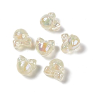 UV Plating Rainbow Iridescent Acrylic Beads, Bell Shape with Bowknot, Pale Goldenrod, 17x17.5x14mm, Hole: 3.5mm(PACR-M003-07B)