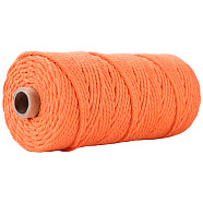 100M Cotton String Threads for Crafts Knitting Making, Coral, 3mm, about 109.36 Yards(100m)/Roll(KNIT-YW0001-01J)