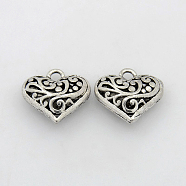 Alloy Pendants, Cadmium Free & Nickel Free & Lead Free, Heart, Antique Silver Color, Size: about 19.5mm wide, 20.5mm long, hole: 2.5mm(PALLOY-AD-13867-AS)