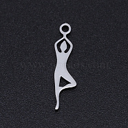 Chakra Theme, 201 Stainless Steel Laser Cut Pendants, Yoga, Stainless Steel Color, 17.5x4x1mm, Hole: 1.4mm(STAS-S105-T890-1)