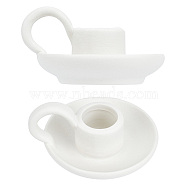 Creative Teacup Shape Porcelain Candle Holder, Round Candlestick Base with Handle, White, 8.3x7.3x4.3cm, Inner Diameter: 2.1cm, 2pcs/box(AJEW-GF0006-85A)