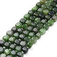 Natural Green Jasper Beads Strands, with Seed Beads, Square, 6~7x6~7x6~7mm, Hole: 1mm, about 45pcs/strand, 15.16 inch(38.5cm)~15.83 inch(40.2cm)(G-K323-03)