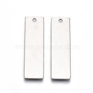 201 Stainless Steel Pendants, Stamping Blank Tag, Rectangle, Stainless Steel Color, 25x9x1mm, Hole: 2mm(STAS-N095-004A-01)