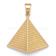304 Stainless Steel Pendants, Pyramid, Golden, 44x45x6mm, Hole: 8x11.5mm(STAS-K214-25G)
