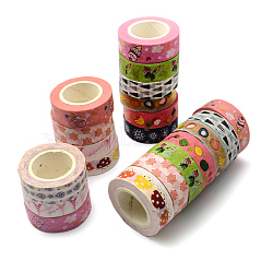 DIY Scrapbook Decorative Paper Tapes, with Pattern and Adhesive Tape on the Other Side, Mixed Color, 15mm, about 10m/roll, 30rolls/bag(DIY-S012-1.5cm)